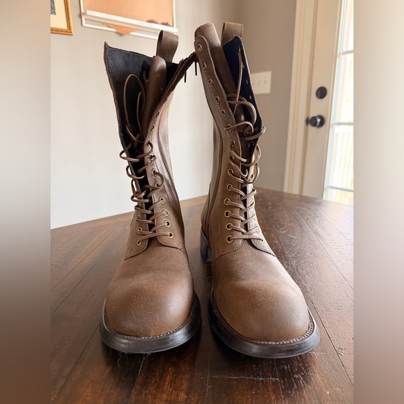 Jeffrey Campbell Brown Lace-Up Zip Combat Boots - Picture 3 of 6